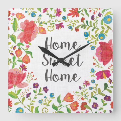 Like Frida V  Home Sweet Home Square Wall Clock