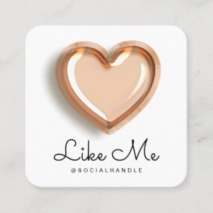 Like Me Pink Balloon Heart Girly Social Media Square Business Card