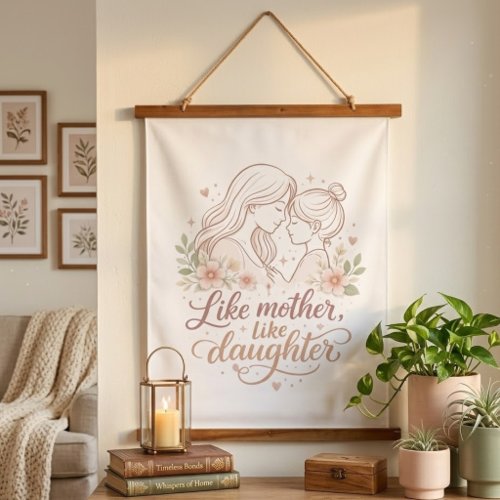 Like Mother Like Daughter - Minimalist Floral Moth Hanging Tapestry