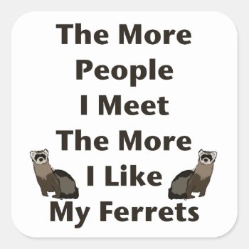 Like My Ferrets Square Sticker by foreverpets at Zazzle