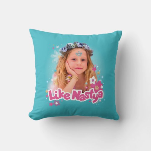 Like Nastya Floral Blue Graphic Throw Pillow