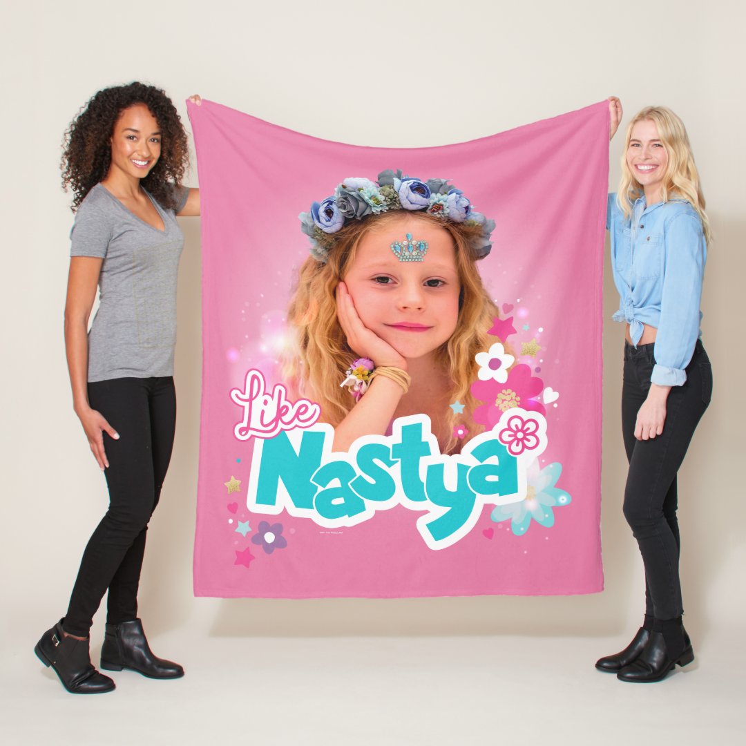 Like Nastya Pink Floral Graphic Fleece Blanket | Zazzle