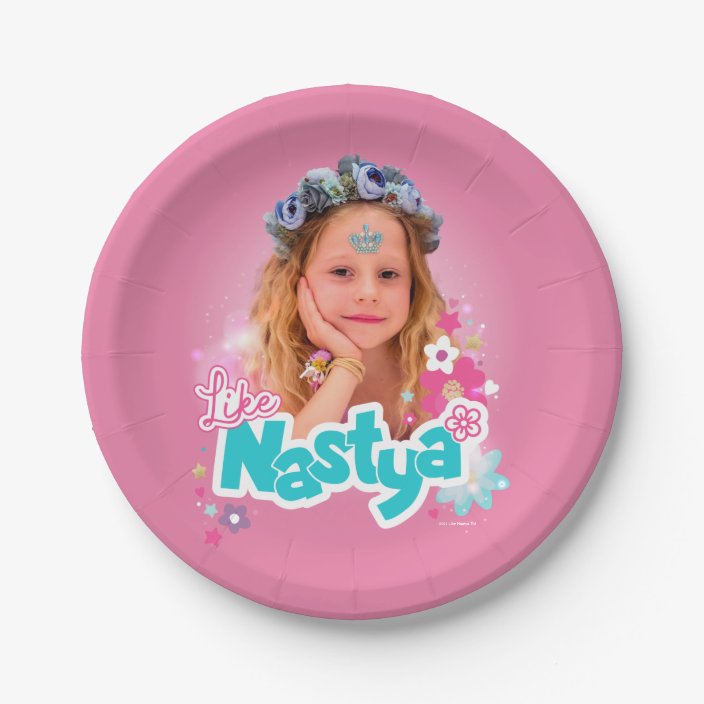 Like Nastya Pink Floral Graphic Paper Plate