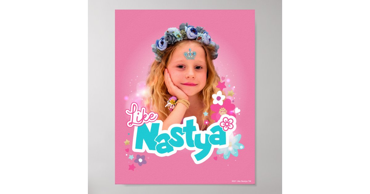 Like Nastya Pink Floral Graphic Poster Zazzle 