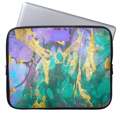 Like Oil and Water Plum GreenGold Personalized Laptop Sleeve