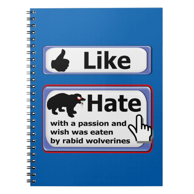 Like or Hate with a Passion Button Notebook (Front)