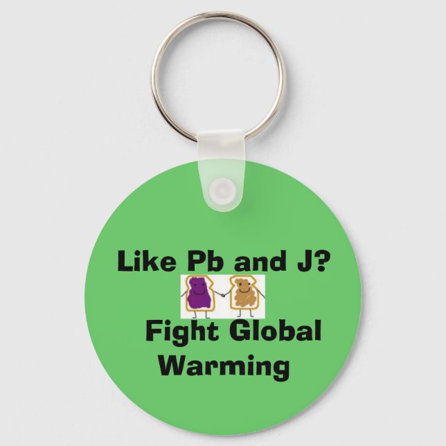 Like Pb and J?   Fight Global Warming Keychain (Front)