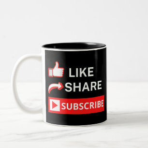 Like Share Subscribe Two-Tone Coffee Mug