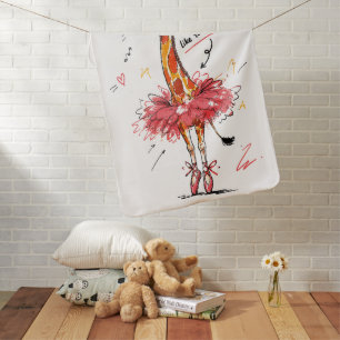 Like to Dance Cute Ballet Giraffe with Bubble Gum Baby Blanket