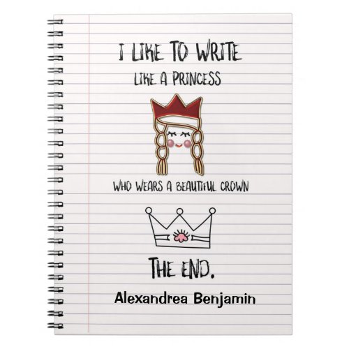 Like to Write Like Princess Personalize Name  Notebook