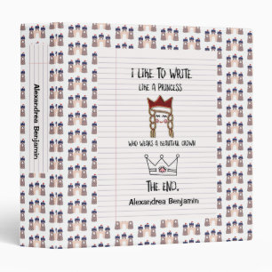 Like to Write Princess Crown Personalize Name 3 Ring Binder