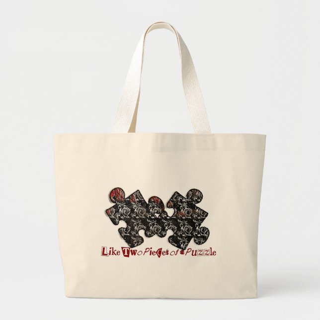 Like Two Pieces of a Puzzle Large Tote Bag (Front)