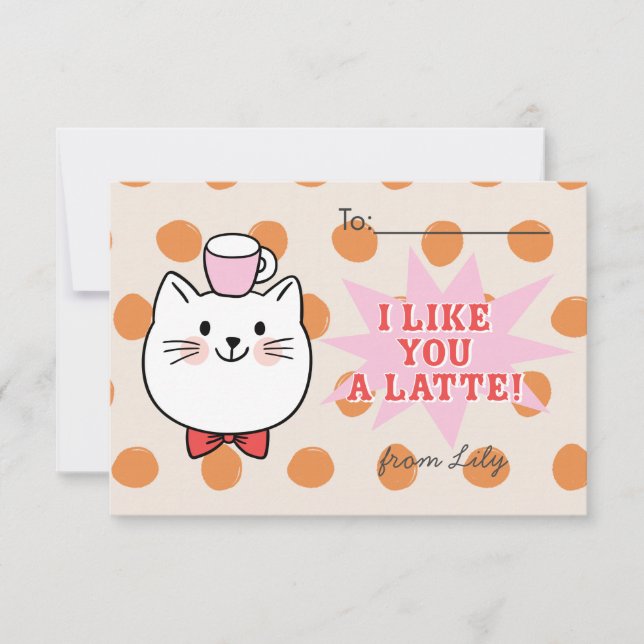 Like You A Latte Cat Kids' Valentine's Day Card  (Front)