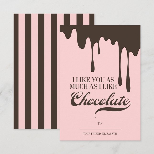 Like You and Chocolate Kids Classroom Valentine Invitation (Front/Back)