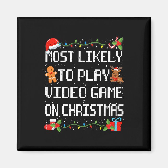 Likely To Play Video Game Family Matching Christma Magnet (Front)
