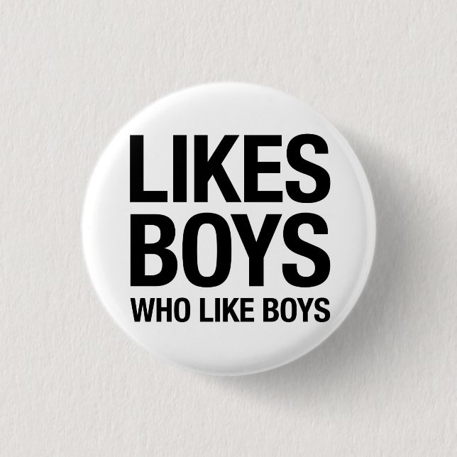 Likes boys who like boys pinback button (Front)