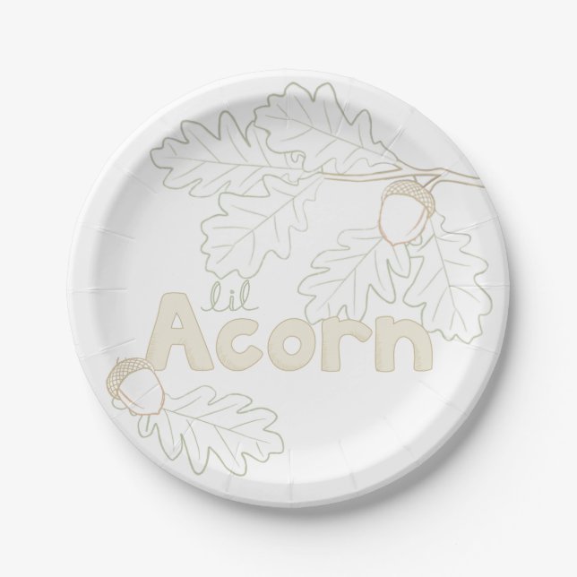 Lil Acorn - branch sketch and lettering Paper Plates (Front)