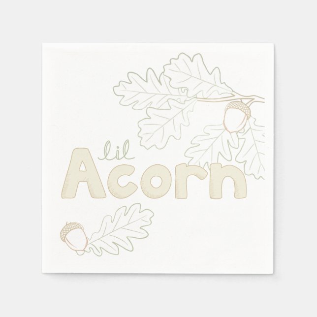 Lil Acorn Sketch Baby Shower  Napkins (Front)