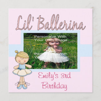 Lil' Ballerina Party Invitations / Blue & Pink