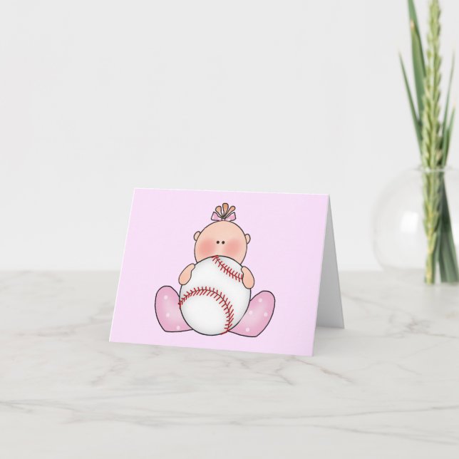 Lil Baseball Baby Girl Blank Card (Front)