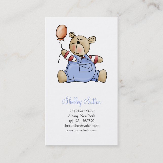 Lil' Bears · Baby Boy Balloon Business Card (Front)