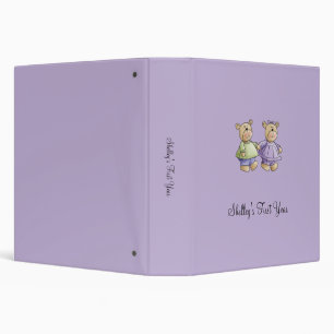 Lil' Bears · Baby Twins Green & Purple 3 Ring Binder
