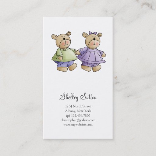 Customizable Lil' Bears · Baby Twins Green & Purple Business Cards