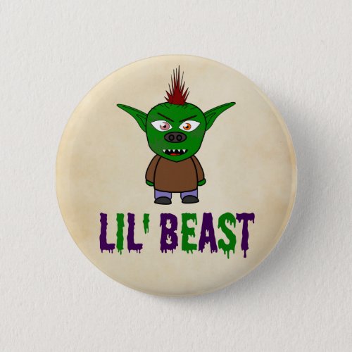 Lil Beast Dripping Font Goblin Halloween Button