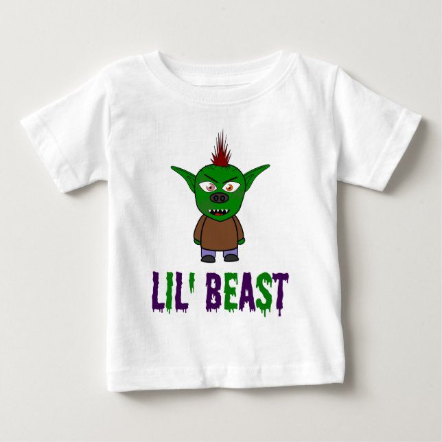 Lil' Beast Goblin Purple and Green Dripping Font T Baby T-Shirt (Front)