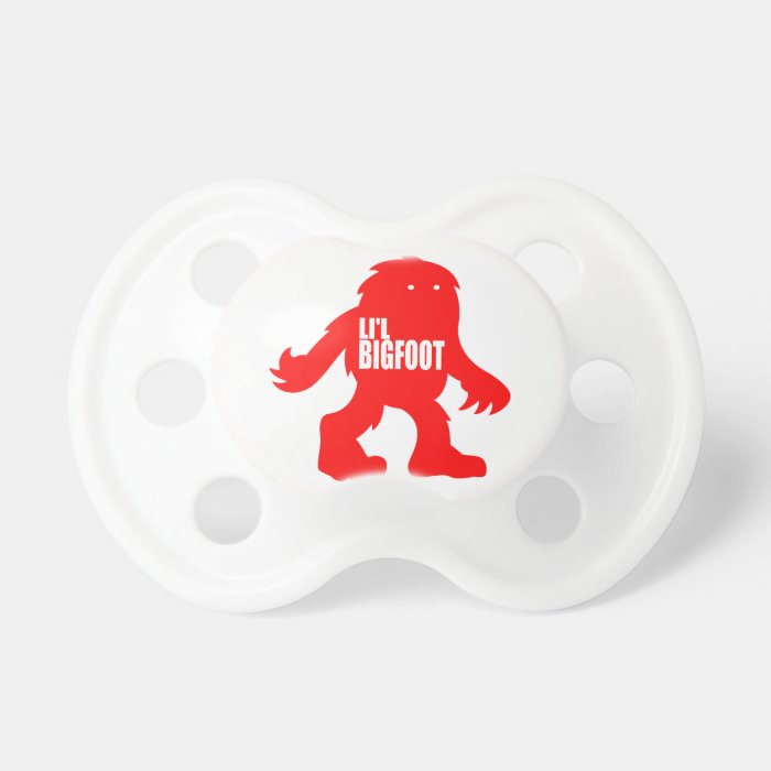 LI'L BIGFOOT Adorable Logo   Cute Red Sasquatch Pacifiers