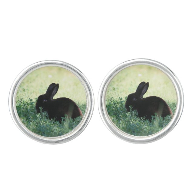Lil Black Bunny Cufflinks (Front)