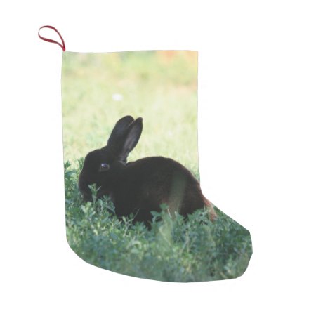 Lil Black Bunny Double Sided Small Christmas Stocking