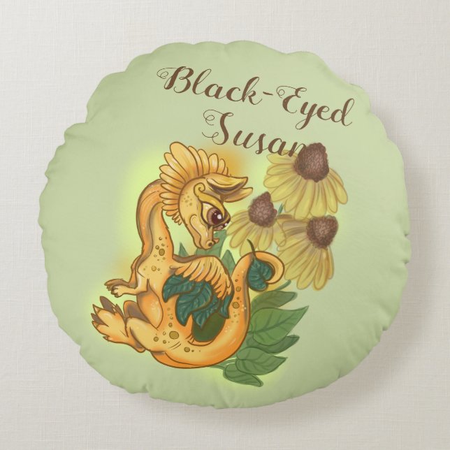 lil Black Eyed Susan garden dragon Round Pillow (Front)