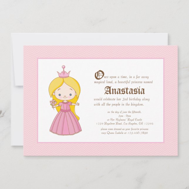 Li'l Blonde Princess Royal Birthday Invitation (Front)