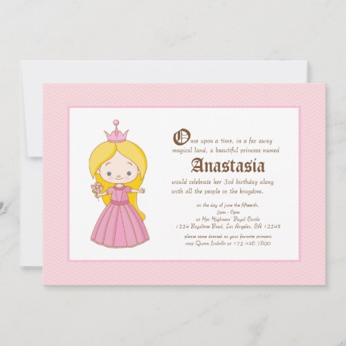 Lil Blonde Princess Royal Birthday Invitation