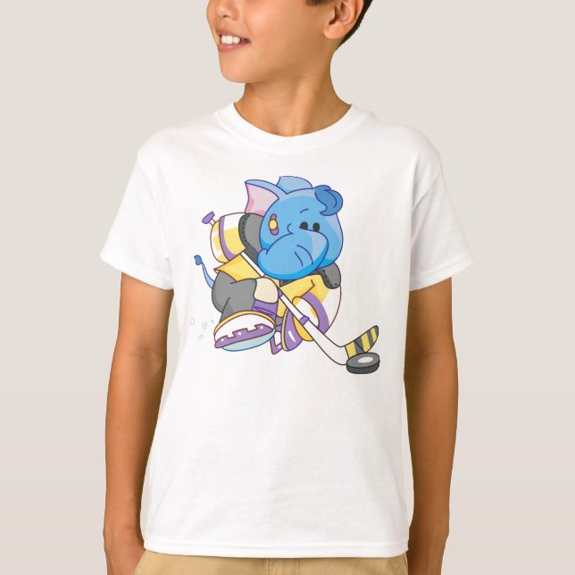 Lil Blue Elephant Hockey T-Shirt (Front)