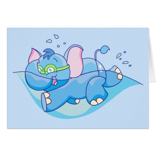 Lil Blue Elephant Swimming Cards (Front Horizontal)