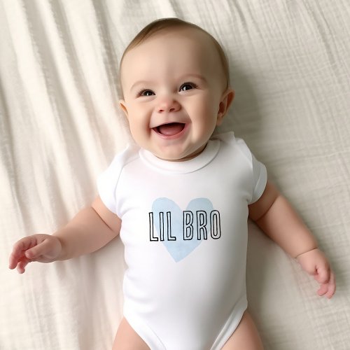 Lil Bro Blue Heart Matching Sibling Family Baby Bodysuit