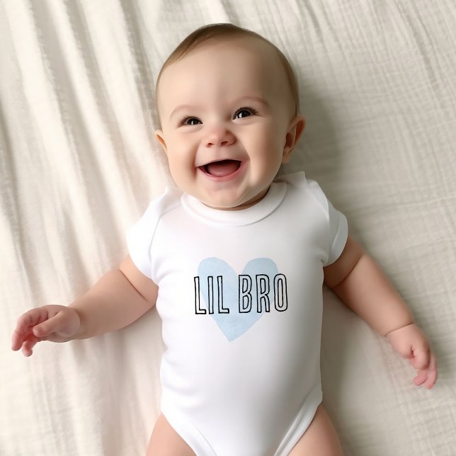 Lil Bro Blue Heart Matching Sibling Family Baby Bodysuit (Creator Uploaded)
