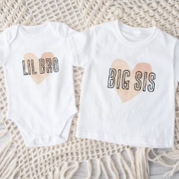 Lil Bro Blush Heart Matching Sibling Family Baby Bodysuit