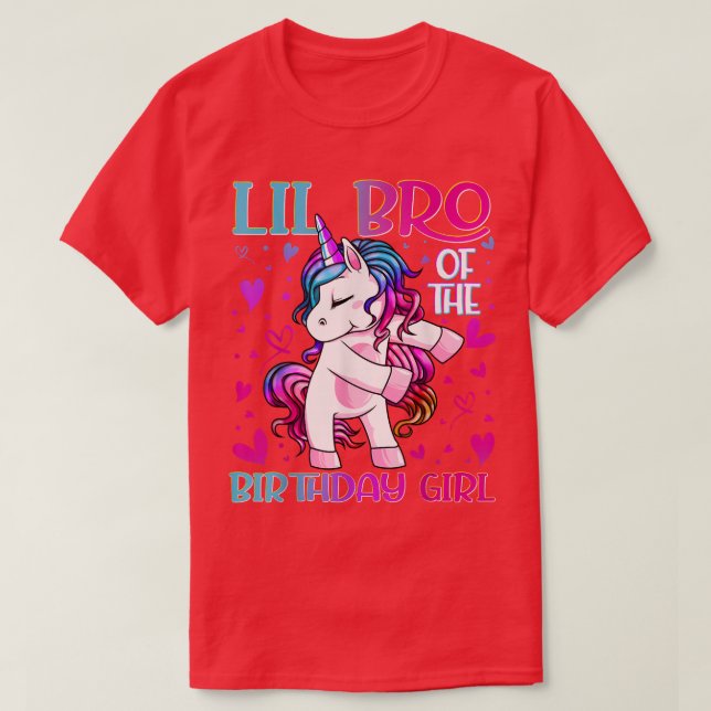 Lil Bro of the Birthday Girl Flossing Unicorn Litt T-Shirt (Design Front)
