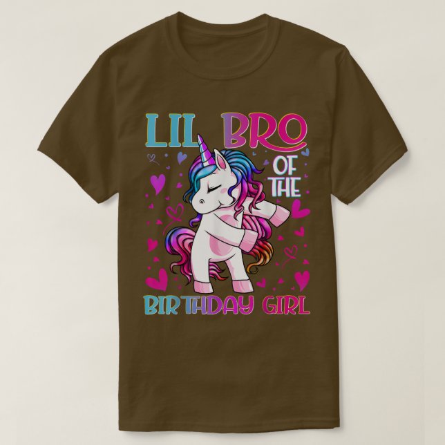 Lil Bro of the Birthday Girl Flossing Unicorn Litt T-Shirt (Design Front)