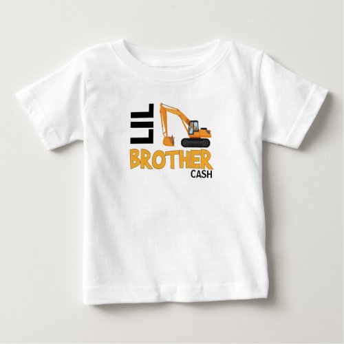Lil brother construction truck sibling baby T_Shirt