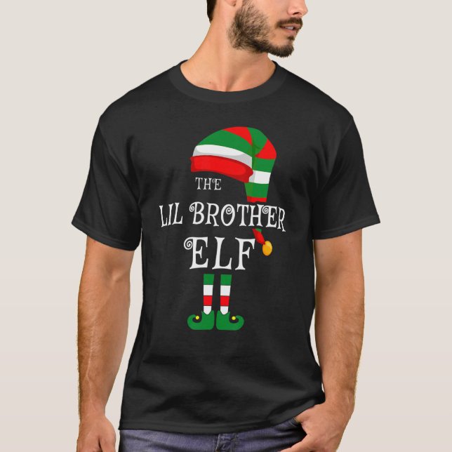 Lil Brother Elf Family Christmas Matching Pajamas  T-Shirt (Front)
