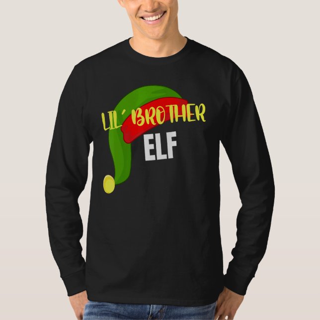 Lil Brother Elf Matching Family Group Christmas Pa T-Shirt (Front)