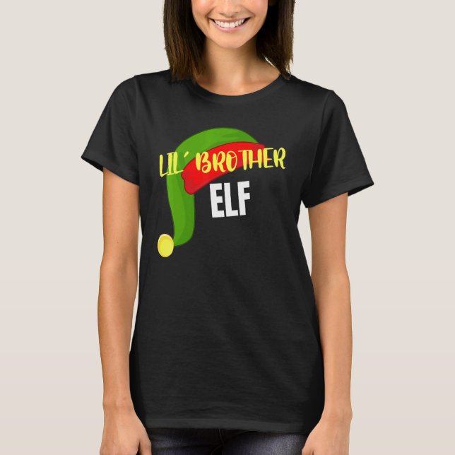 Lil Brother Elf Matching Family Group Christmas Pa T-Shirt (Front)