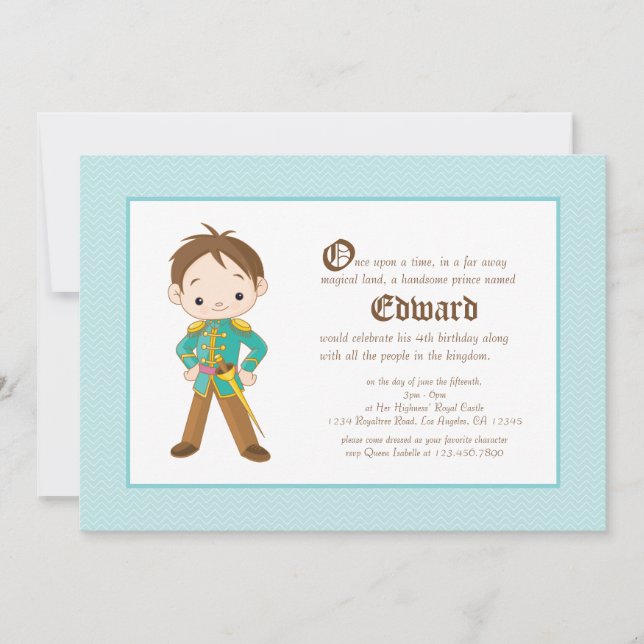 Li'l Brunette Prince Royal Birthday Invitation (Front)