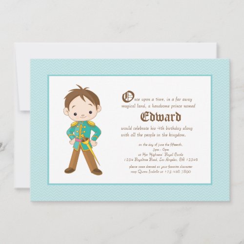 Lil Brunette Prince Royal Birthday Invitation