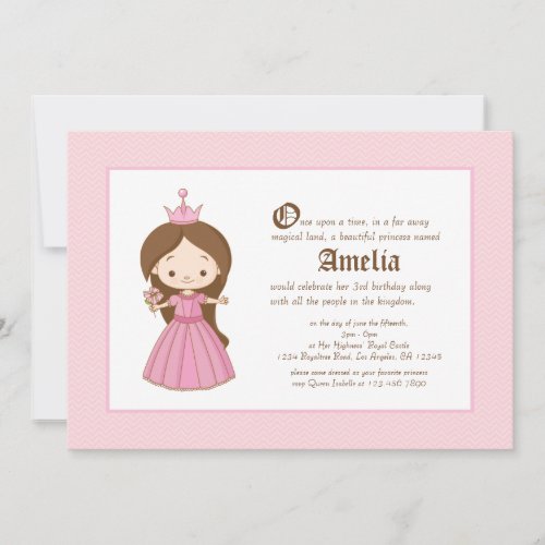 Li'l Brunette Princess Royal Birthday Invitation