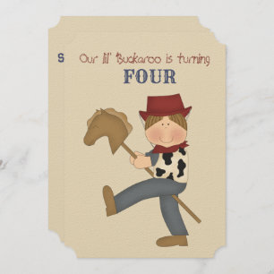 Lil' Buckaroo (brown hair) Birthday Party Invite